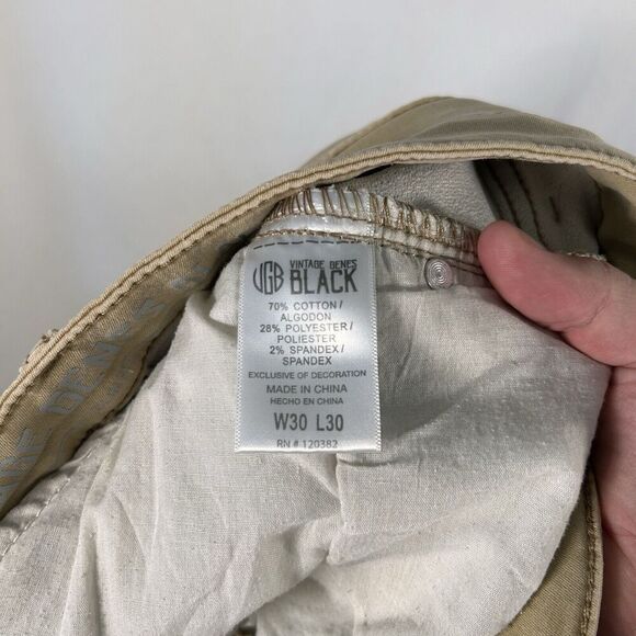Vintage Genes Black Jeans Men's 30x30 Khaki Pants Tapered Cotton Blend - Picture 11 of 13